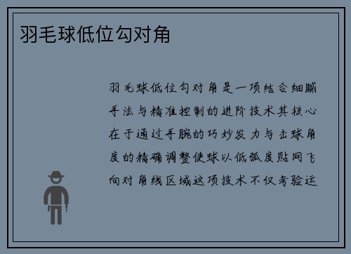 羽毛球低位勾对角